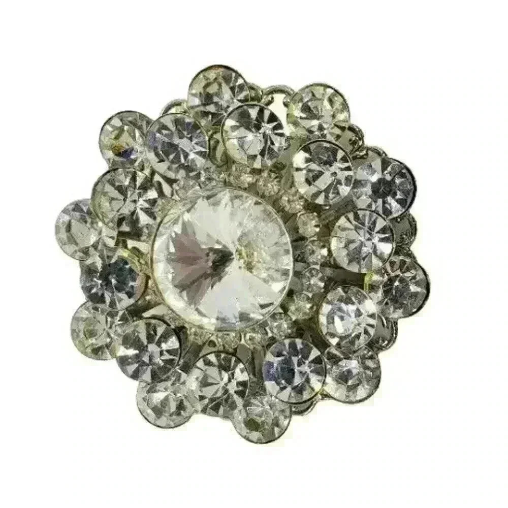 Vintage Brooch Inverted Rhinestone Layered 3D Pyramid Large - Picture 3 of 6